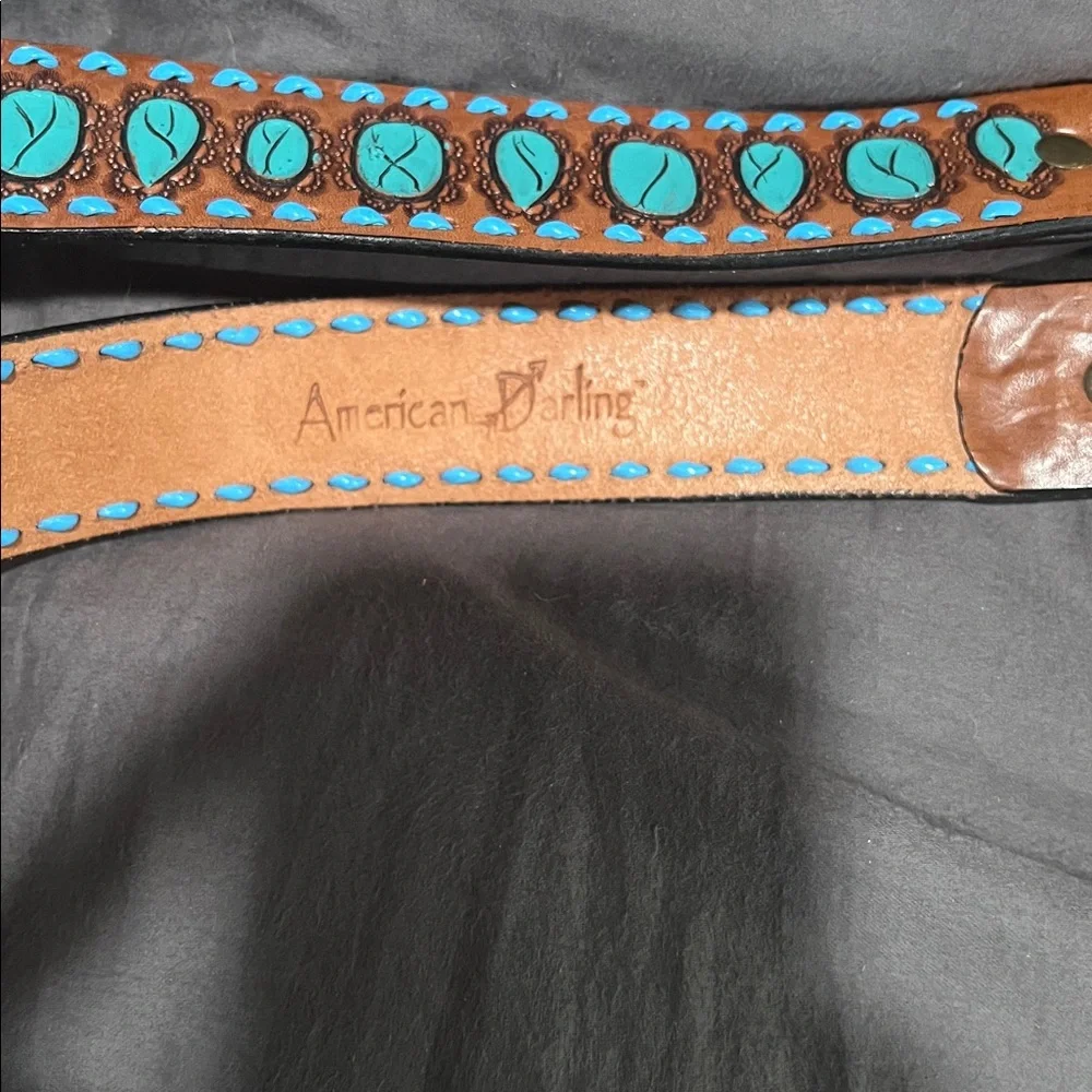 American Darling Brown Leather Strap with Turquoise Accents - Picture 3 of 5